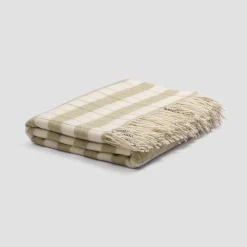 Kids Bedding|Bedding>Piglet in Bed Apple Checked Stripe Wool Blanket