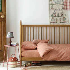 Kids Bedding|Bedding>Piglet in Bed Apricot Kids Floral Cotton Fitted Sheet Apricot Floral