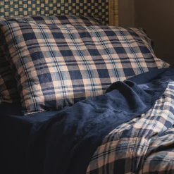 Linen Bedding|Pillowcases>Piglet in Bed Atlantic Dallington Plaid Linen Blend Pillowcase (Pair) Atlantic Dallington Check