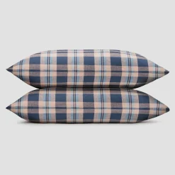 Linen Bedding|Pillowcases>Piglet in Bed Atlantic Dallington Plaid Linen Blend Pillowcase (Pair) Atlantic Dallington Check