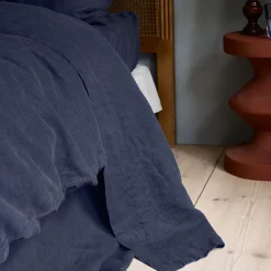 Linen Bedding|Flat Sheets>Piglet in Bed Linen Blend Flat Sheet Atlantic