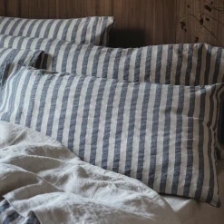 Striped Bedding|Linen Bedding>Piglet in Bed Linen Blend Pillowcase (Pair) Atlantic Pembroke Stripe