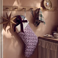 Christmas Decorations|Christmas Decorations>Piglet in Bed Christmas Stocking Berry Gingham