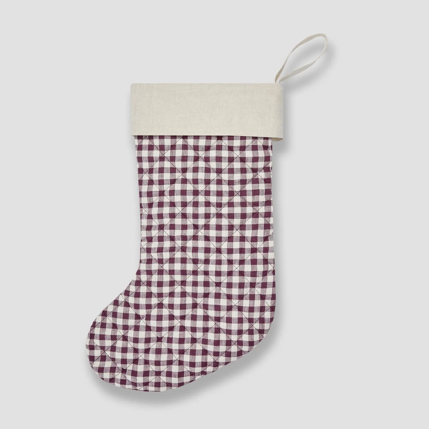 Christmas Decorations|Christmas Decorations>Piglet in Bed Christmas Stocking Berry Gingham