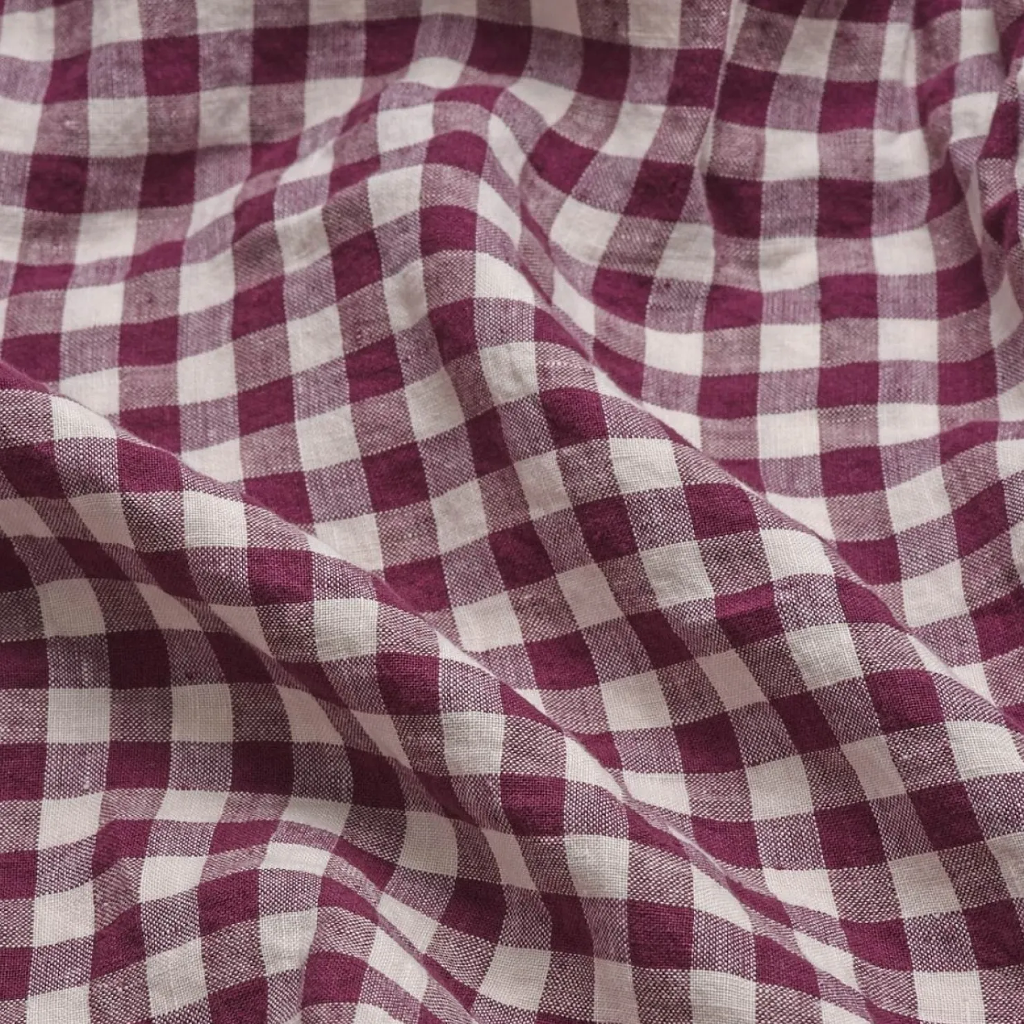 Gingham Bedding|Linen Bedding>Piglet in Bed Linen Blend Duvet Cover Berry Gingham