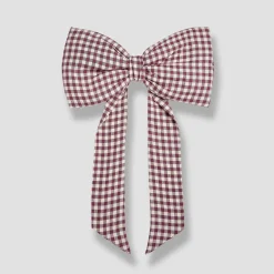 Christmas Decorations|Christmas Decorations>Piglet in Bed Linen Bow Berry Gingham