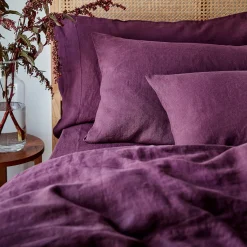 Linen Bedding|Pillowcases>Piglet in Bed Linen Blend Pillowcase (Pair) Berry