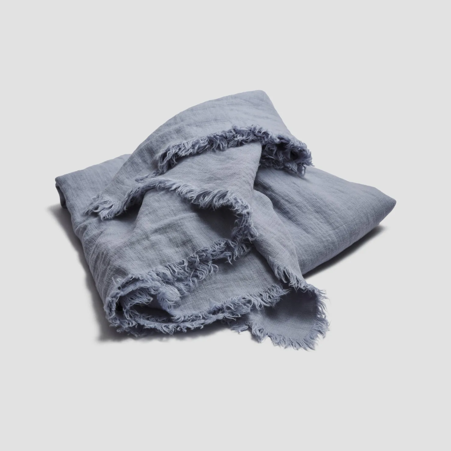 Blankets & Throws|Blankets & Throws>Piglet in Bed Blue Willow Linen Crinkle Throw Wave Blue