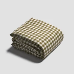 Gingham Bedding|Linen Bedding>Piglet in Bed 100% Linen Duvet Cover Botanical Green Gingham