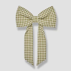 Christmas Decorations|Christmas Decorations>Piglet in Bed Linen Bow Botanical Green Gingham