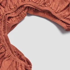 Linen Bedding|Fitted Sheets>Piglet in Bed 100% Linen Fitted Sheet Burnt Orange