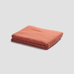 Linen Bedding|Flat Sheets>Piglet in Bed 100% Linen Flat Sheet Burnt Orange