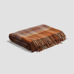 Blankets & Throws|Blankets & Throws>Piglet in Bed Plaid Cabin Wool Blanket Burnt Orange