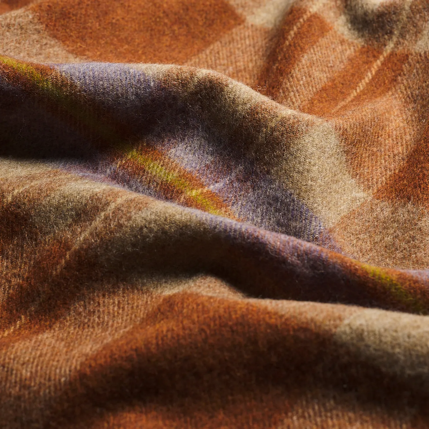 Blankets & Throws|Blankets & Throws>Piglet in Bed Plaid Cabin Wool Blanket Burnt Orange
