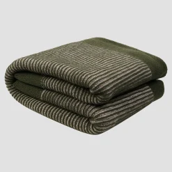 Blankets & Throws|Blankets & Throws>Piglet in Bed Knitted Throw Cedar Green Striped