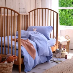 Kids Bedding|Bedding>Piglet in Bed Kids Linen Blend Bedding Set Celeste Blue