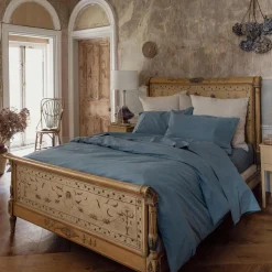 Duvet Covers>Piglet in Bed Washed Percale Cotton Duvet Cover Cove Blue