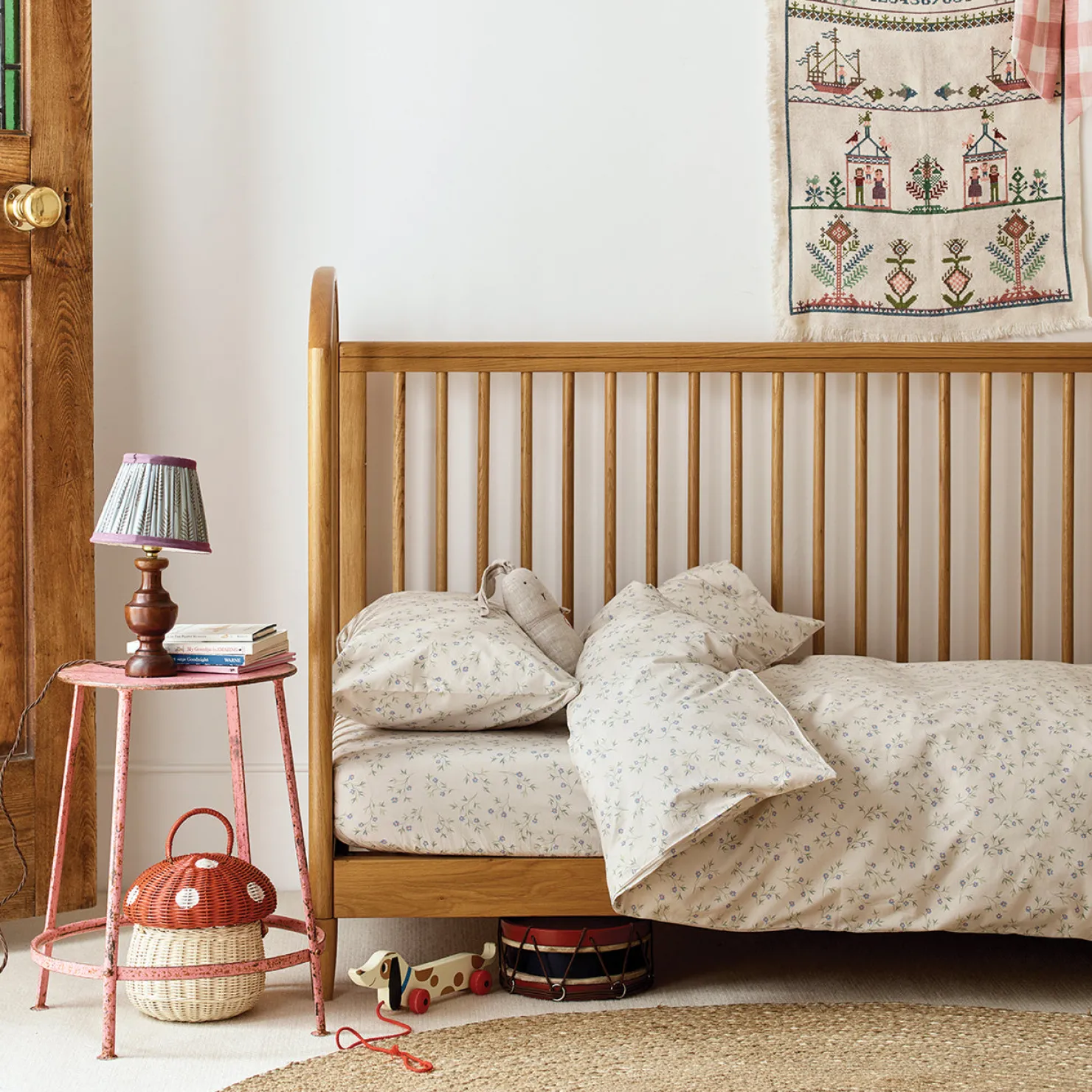 Kids Bedding|Bedding>Piglet in Bed Cream Kids Floral Cotton Bedding Set Spring Sprig