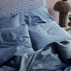 Linen Bedding|Pillowcases>Piglet in Bed Linen Blend Pillowcase (Pair) Dusk Blue