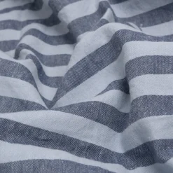 Striped Bedding|Linen Bedding>Piglet in Bed Linen Blend Pillowcases (Pair) Dusty Blue Amberley Stripe