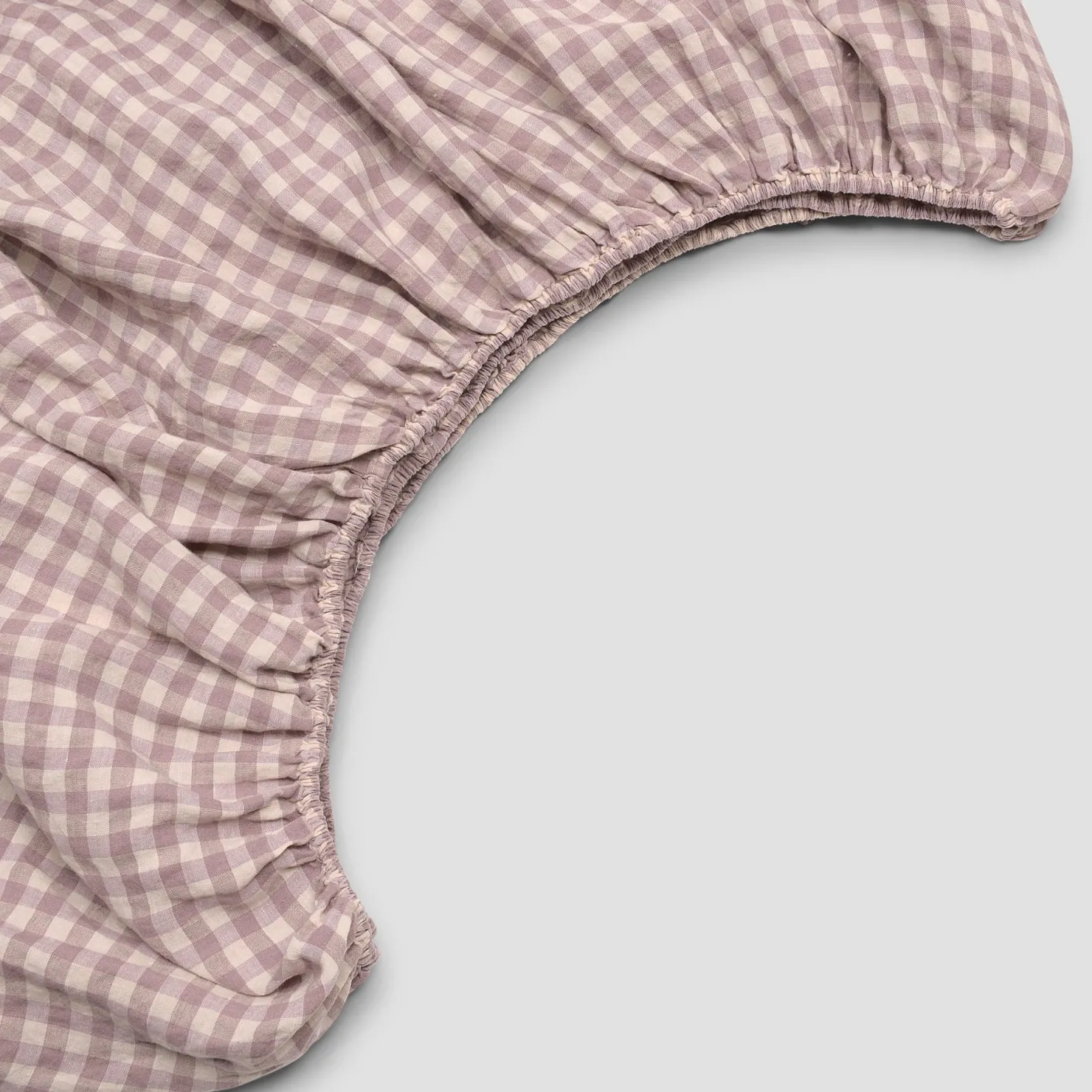Gingham Bedding|Fitted Sheets>Piglet in Bed 100% Linen Fitted Sheet Elderberry Gingham