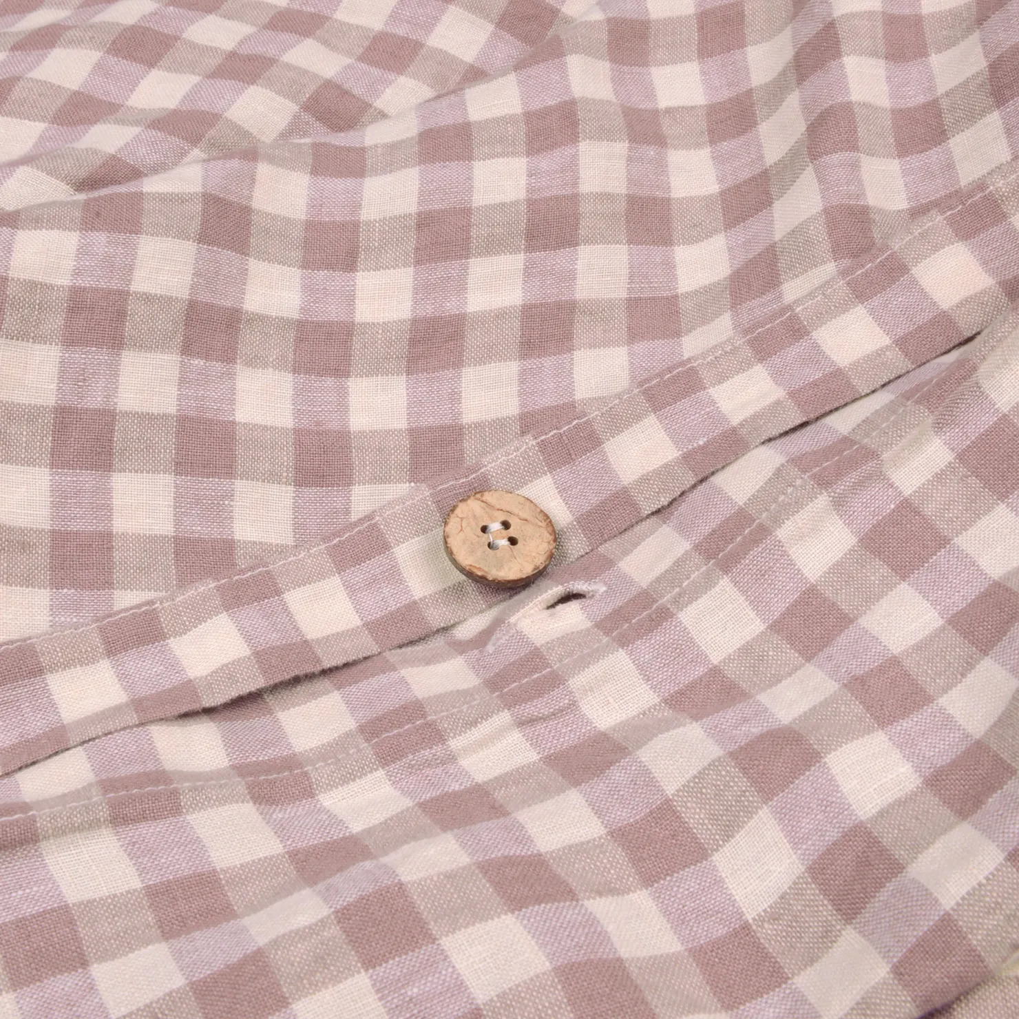 Gingham Bedding|Duvet Covers>Piglet in Bed 100% Linen Duvet Cover Elderberry Gingham