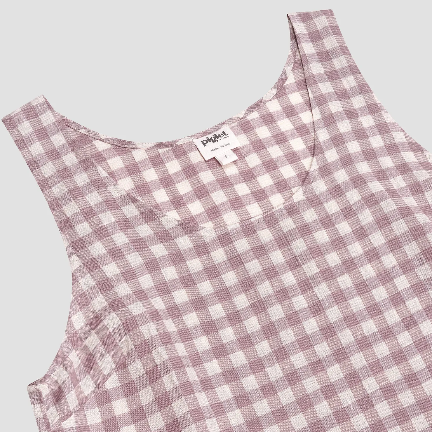 Linen Pajamas>Piglet in Bed Linen Women's Cami Set Elderberry Gingham