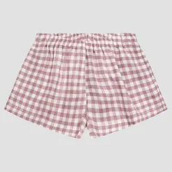 Linen Pajamas>Piglet in Bed Linen Women's Pajama Shorts Elderberry Gingham