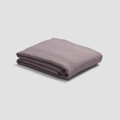 Linen Bedding|Fitted Sheets>Piglet in Bed Linen Blend Fitted Sheet Elderberry