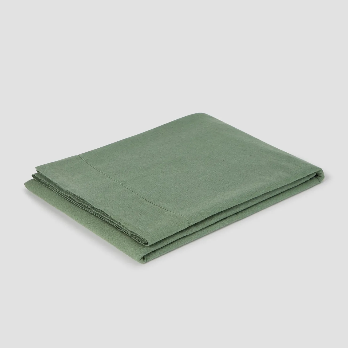 Linen Bedding|Flat Sheets>Piglet in Bed Linen Blend Flat Sheet Elm Green