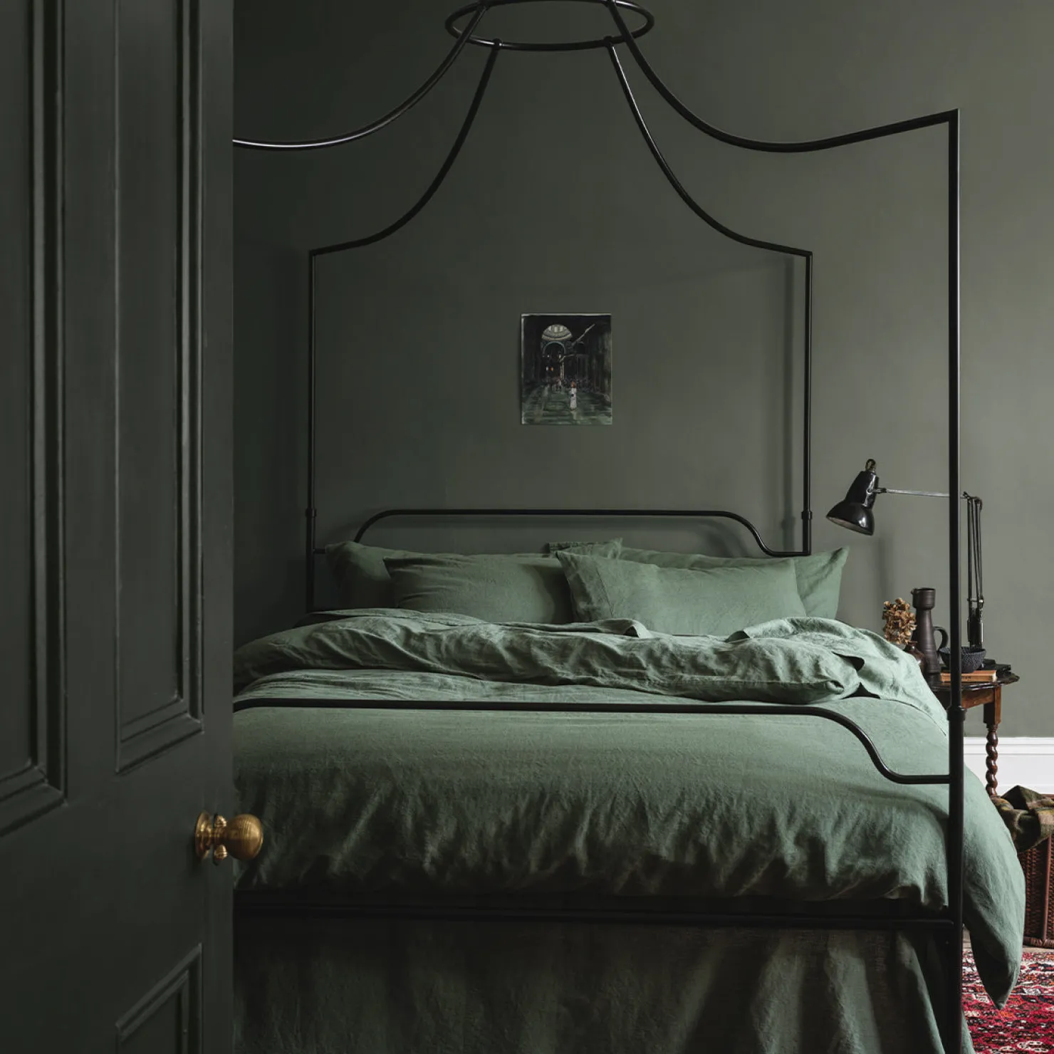 Linen Bedding|Pillowcases>Piglet in Bed Linen Blend Pillowcase (Pair) Elm Green