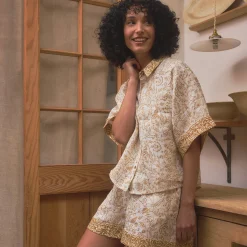 Pajama Sets|Linen Pajamas>Piglet in Bed Ernest White Middlemore Linen Women’s Pajama Shorts Set Middlemore Ernest White