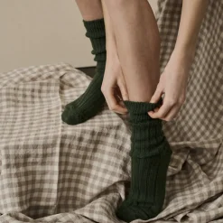 Linen Pajamas>Piglet in Bed Fern Green Alpaca Socks