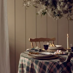 Table Linens>Piglet in Bed Fern Green Dallington Plaid 100% Linen Tablecloth Fern Green Dallington Check