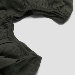 Linen Bedding|Fitted Sheets>Piglet in Bed Linen Blend Fitted Sheet Fern Green