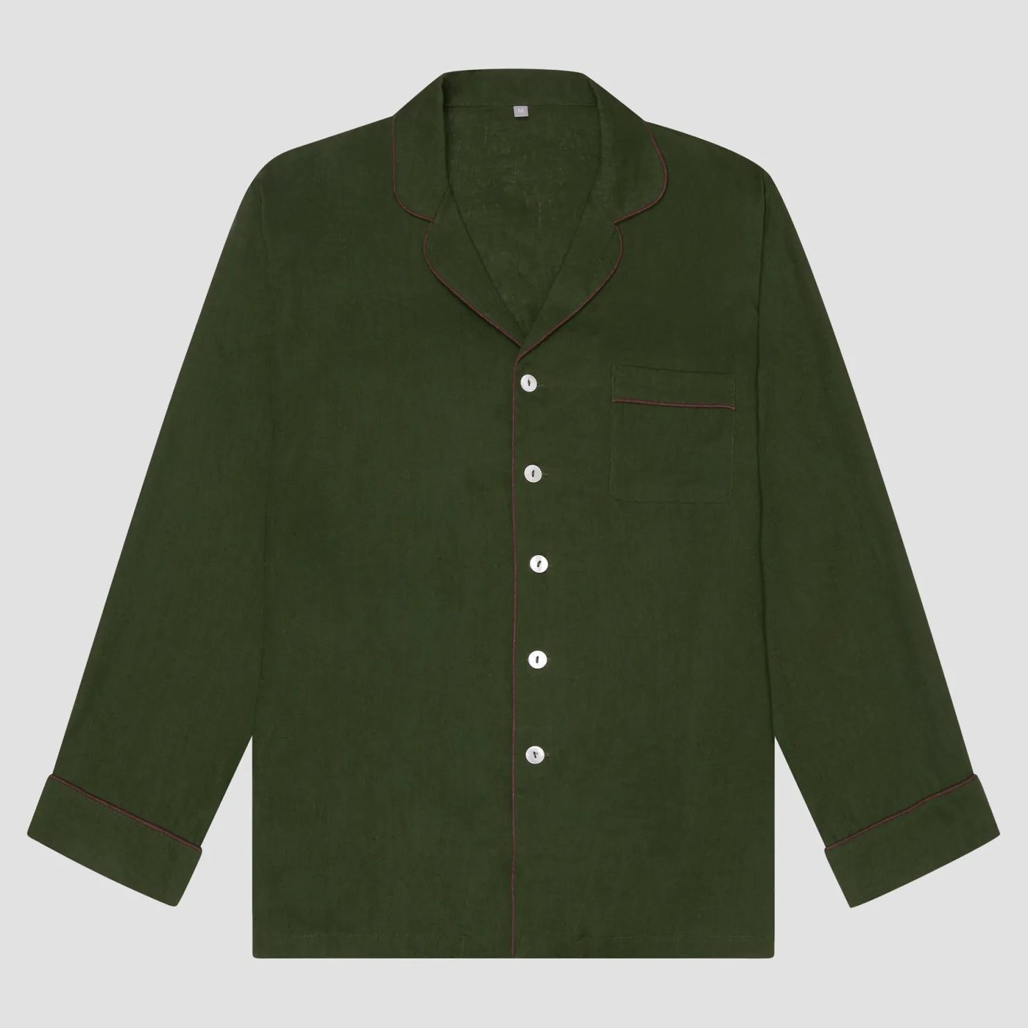 Linen Pajamas>Piglet in Bed Linen Tencel Men's Pajama Shirt Fern Green