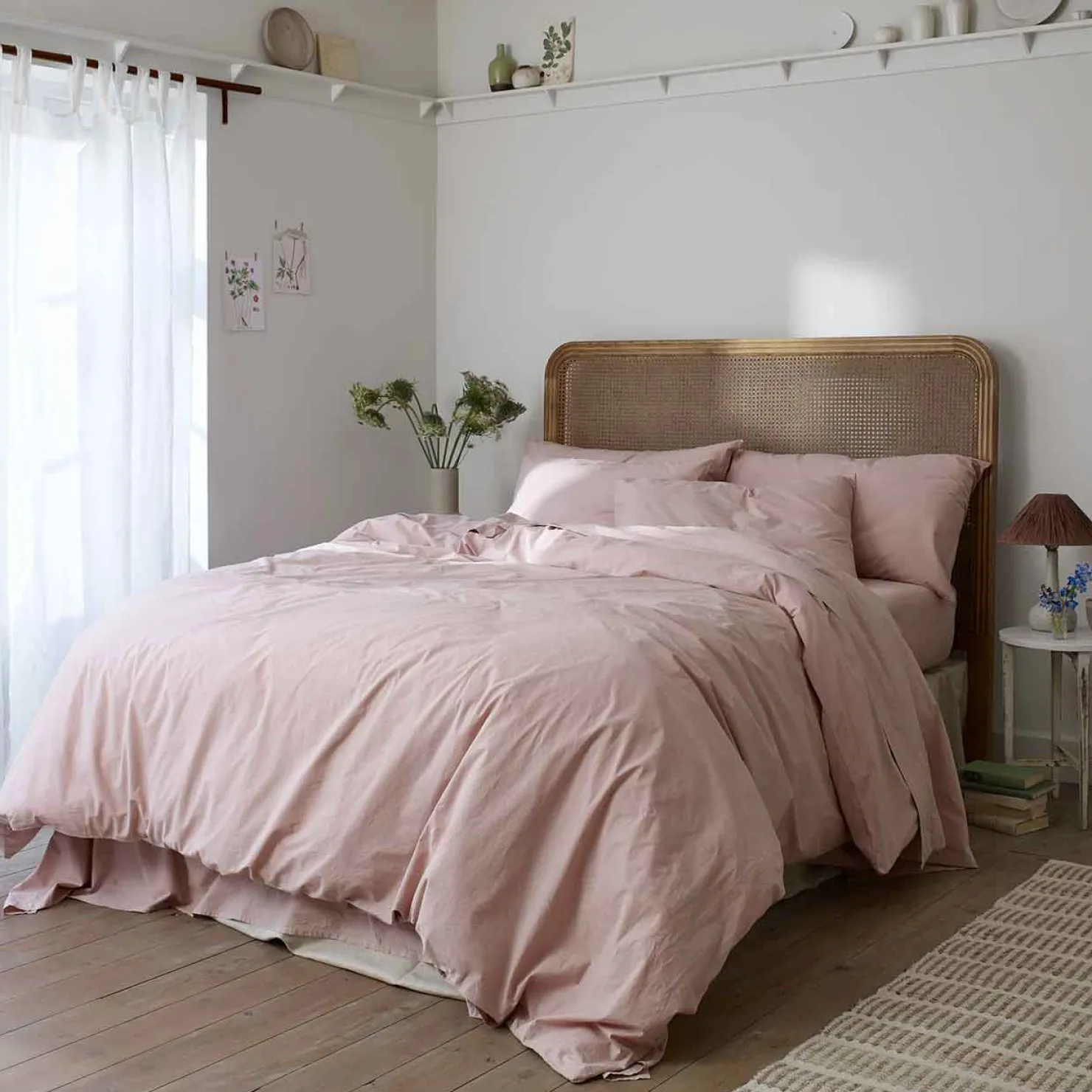 Duvet Covers>Piglet in Bed Washed Cotton Percale Duvet Cover French Rose