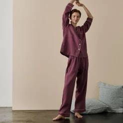 Linen Pajamas>Piglet in Bed Linen Pajama pants Fresh Fig