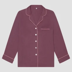 Linen Pajamas>Piglet in Bed Linen Pajama Shirt Fresh Fig