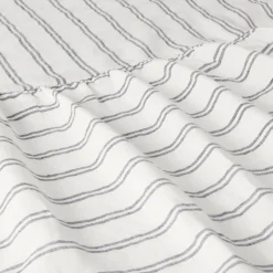 Striped Bedding|Bed Skirts>Piglet in Bed Kemptown Stripe Linen Blend Bed Skirt Ivory Kemptown Stripe