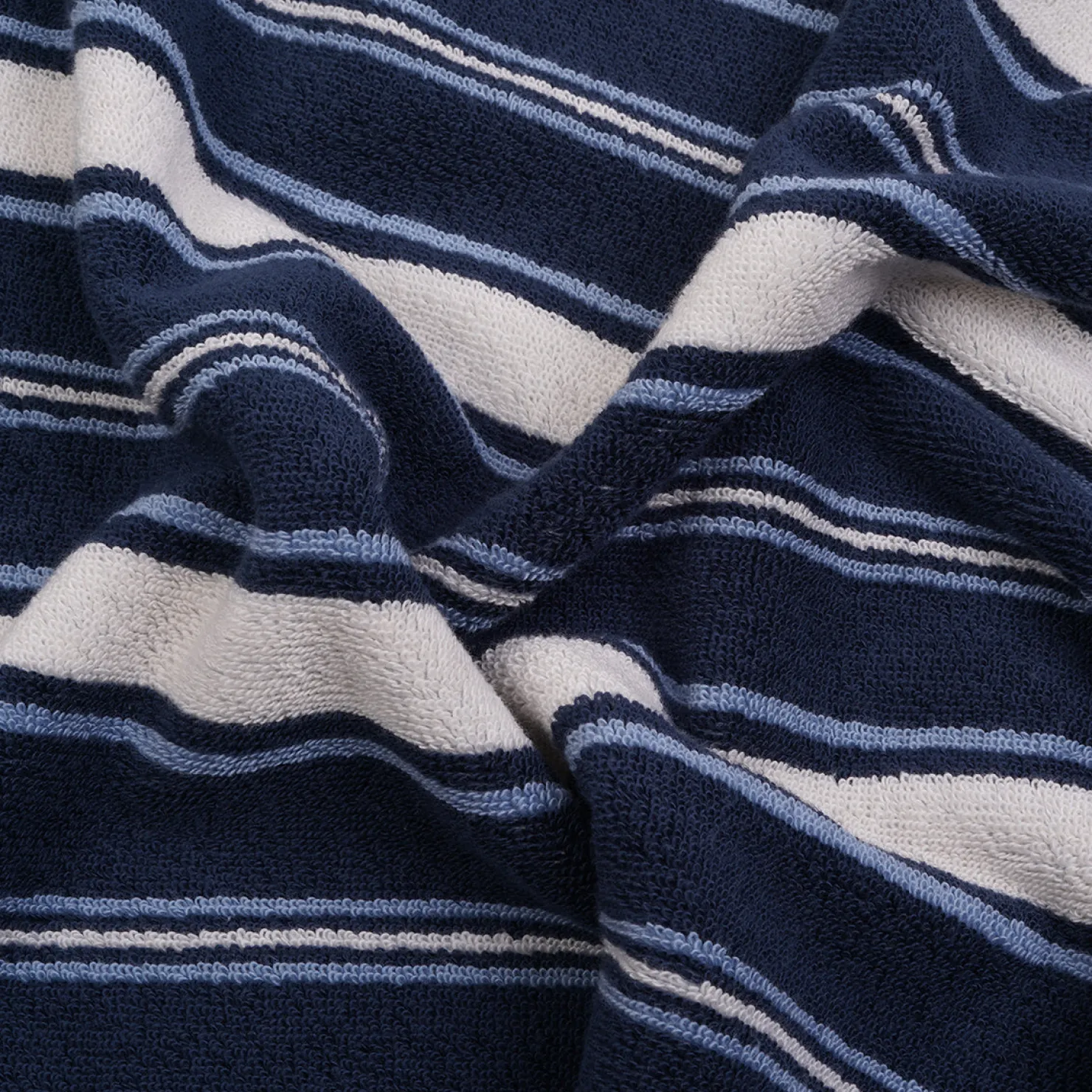 Striped Towels|Towels>Piglet in Bed Shoreham Stripe Cotton Towels Marina Blue