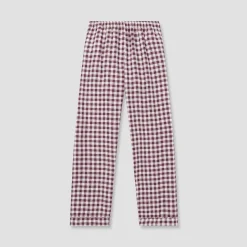 Linen Pajamas|Gingham Pajamas>Piglet in Bed Men's Berry Gingham Pajama Pants Meadow Green