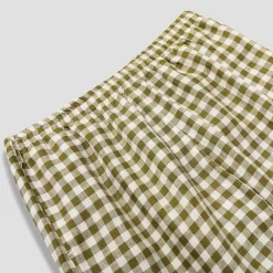 Linen Pajamas|Gingham Pajamas>Piglet in Bed Men's Botanical Green Gingham Linen Pajama Pants Meadow Green