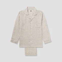 Linen Pajama Sets|Linen Pajamas>Piglet in Bed Men's Pajama Set Mushroom Gingham