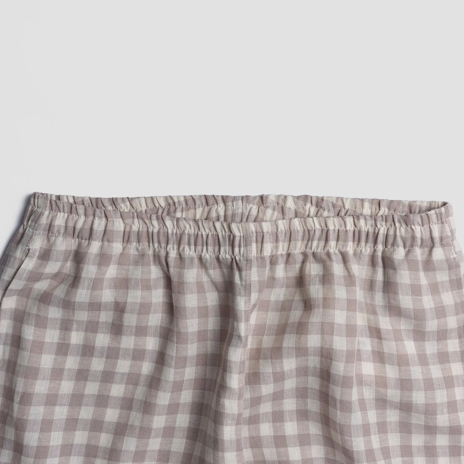 Linen Pajamas|Gingham Pajamas>Piglet in Bed Men's Mushroom Gingham Pajama Pants Moss