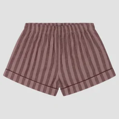 Linen Pajamas>Piglet in Bed Men's d Linen Pajama Shorts Port & Woodrose Stripe