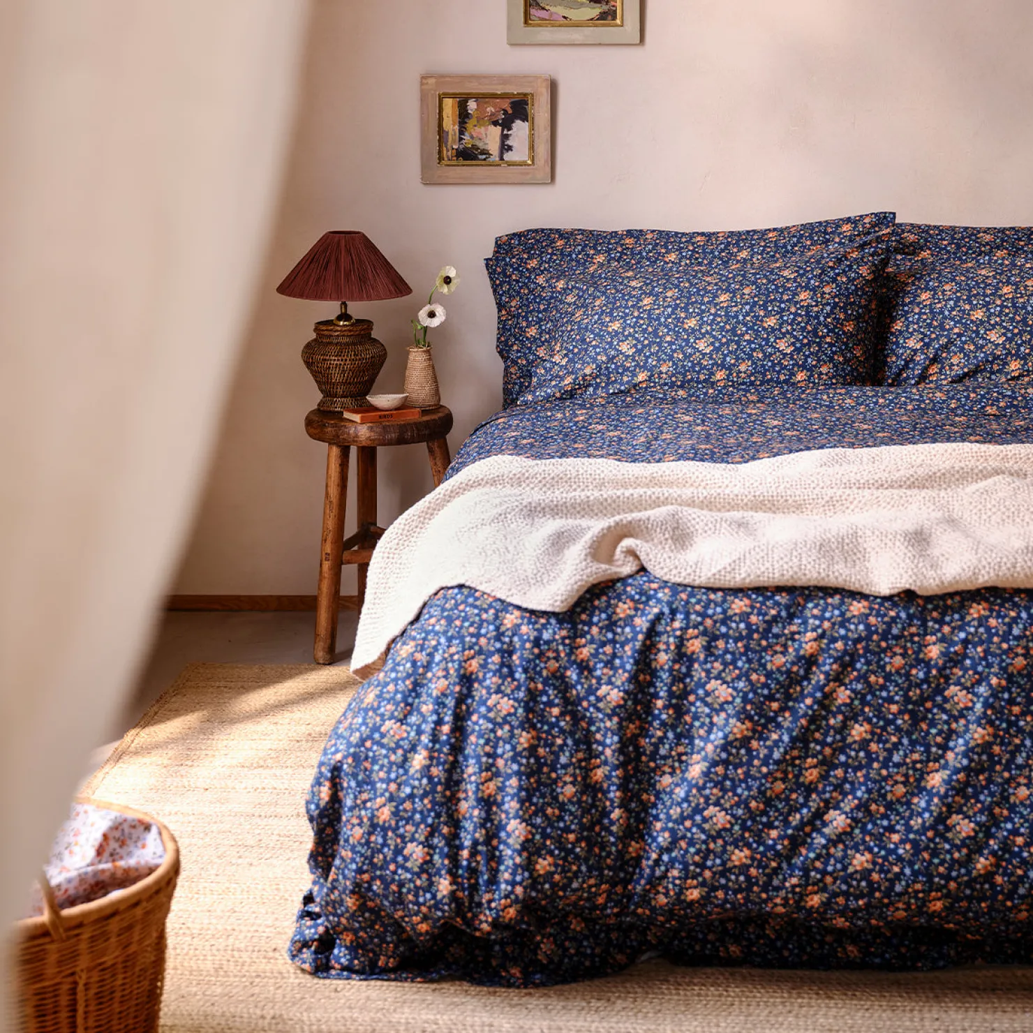 Pillowcases>Piglet in Bed Cotton Pillowcases Midnight Cottage Floral