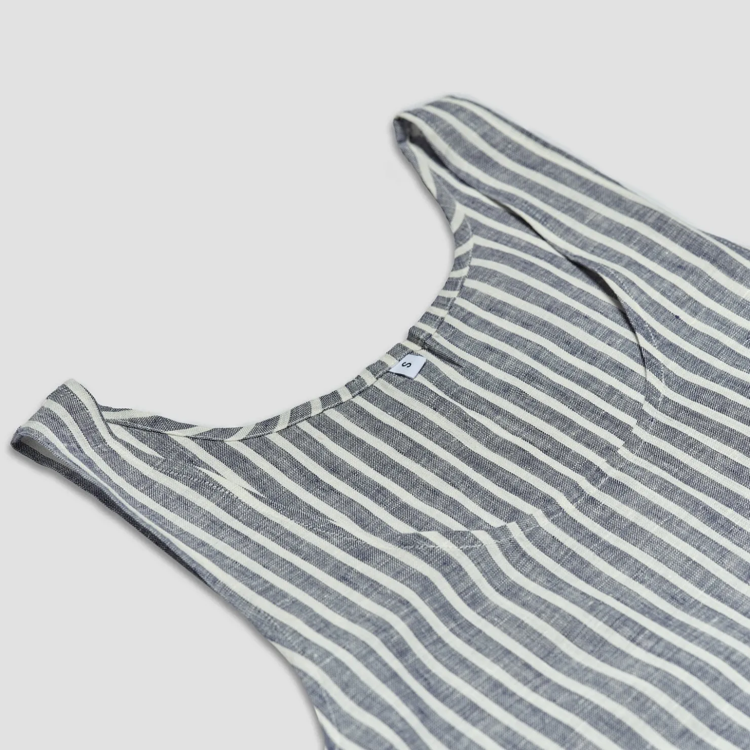 Night Dresses|Linen Pajamas>Piglet in Bed Night Dress Midnight Stripe