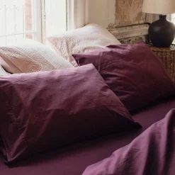 Pillowcases>Piglet in Bed Washed Percale Cotton Pillowcases (Pair) Mulberry