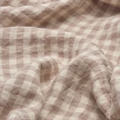 Gingham Bedding|Linen Bedding>Piglet in Bed 100% Linen Pillowcases (Pair) Mushroom Gingham